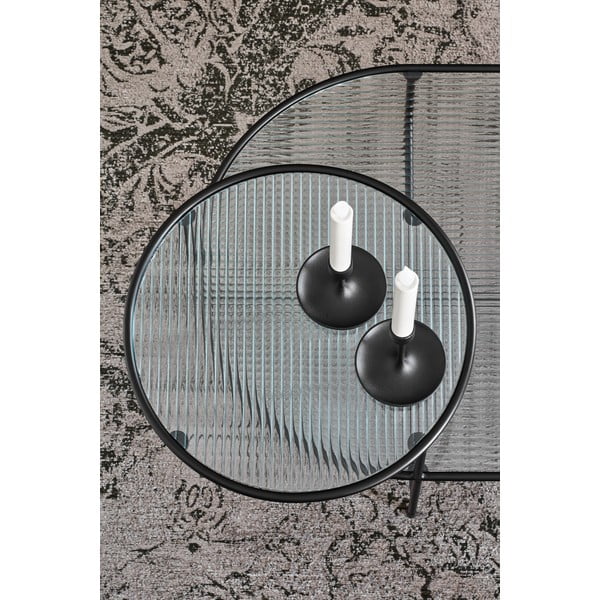 Črna mizica za kavo s stekleno ploščo Teulat Nix-image-1