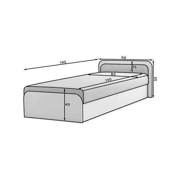 Oker rumena/bež oblazinjena postelja iz iverne plošče s prostorom za shranjevanje in z vzmetnico 80x190 cm Parys – ELTAP-image-4