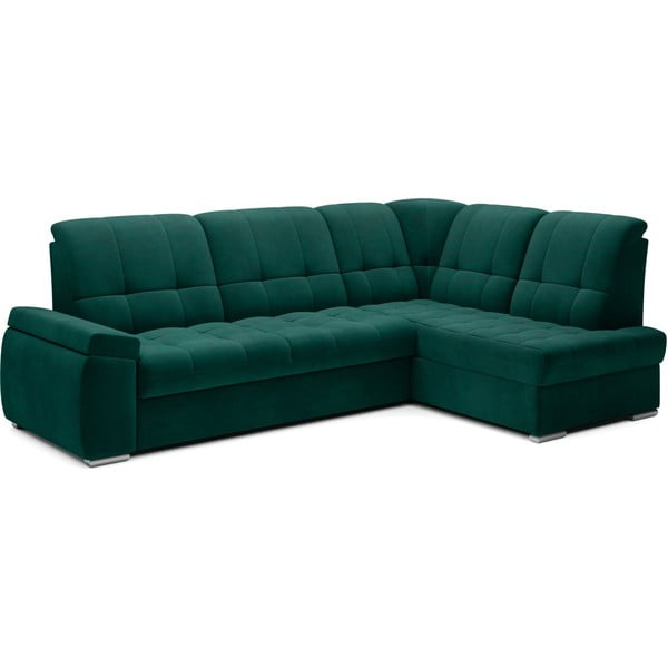 Zelena žametna raztegljiva/s prostorom za shranjevanje kotna sedežna garnitura (desni kot/v obliki črke L) Sado – ELTAP-image-2