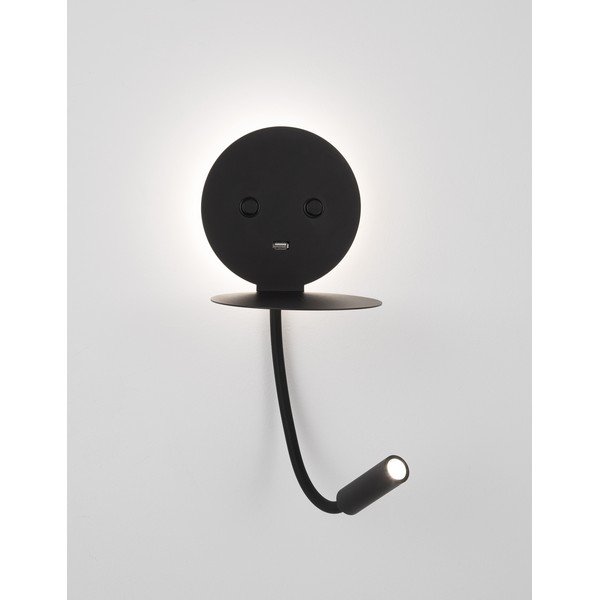 Črna aluminijasta LED stenska svetilka z upogljivo konstrukcijo/z USB priključkom Eclip – Nova Luce-image-4