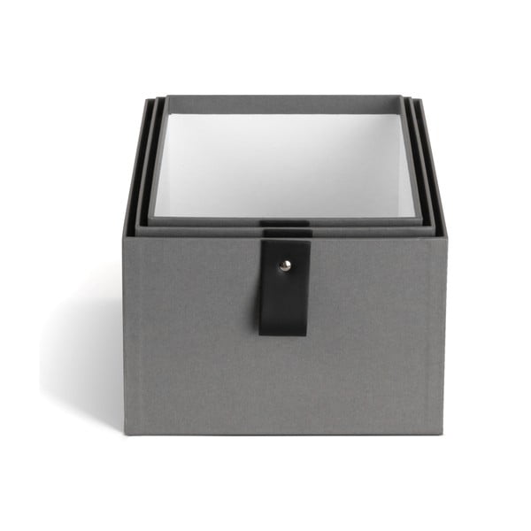 Sive kartonaste škatle za shranjevanje v kompletu 3 ks 20,5x29,5x14,5 cm Aston Paper Laminate – Bigso-image-3