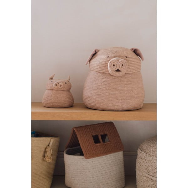 Svetlo rožnata tekstilna otroška škatla za shranjevanje ø 17x15 cm Mini Peggy the Pig – Lorena Canals-image-1