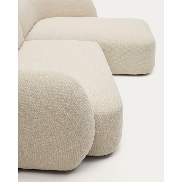 Kremno bela kotna sedežna garnitura iz šenilje (desni kot/z ležalnikom) Martina – Kave Home-image-1