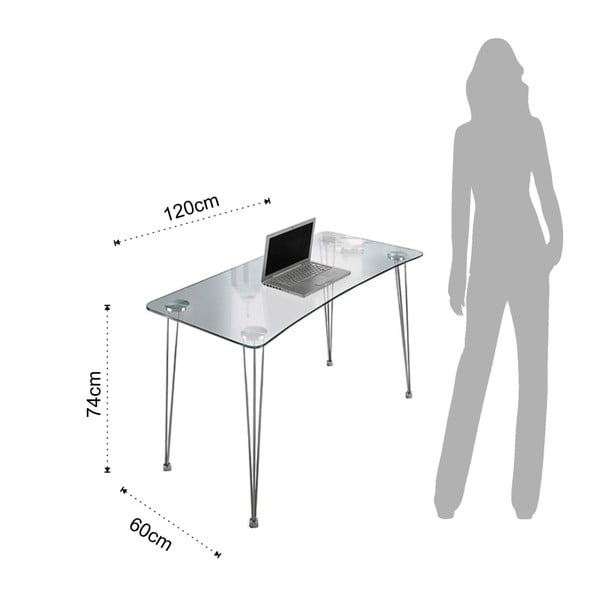 Delovna miza Tomasucci s steklenim vrhom, 60 x 120 cm-image-1