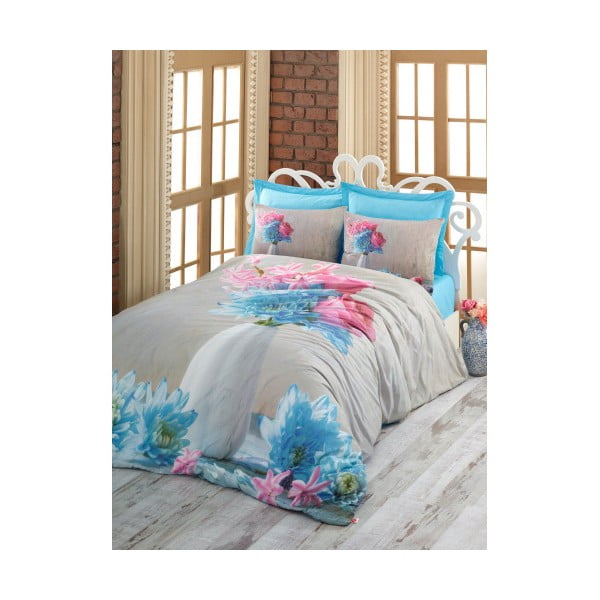 Bombažno posteljno perilo za zakonsko posteljo z rjuho Nerissa, 200 x 220 cm