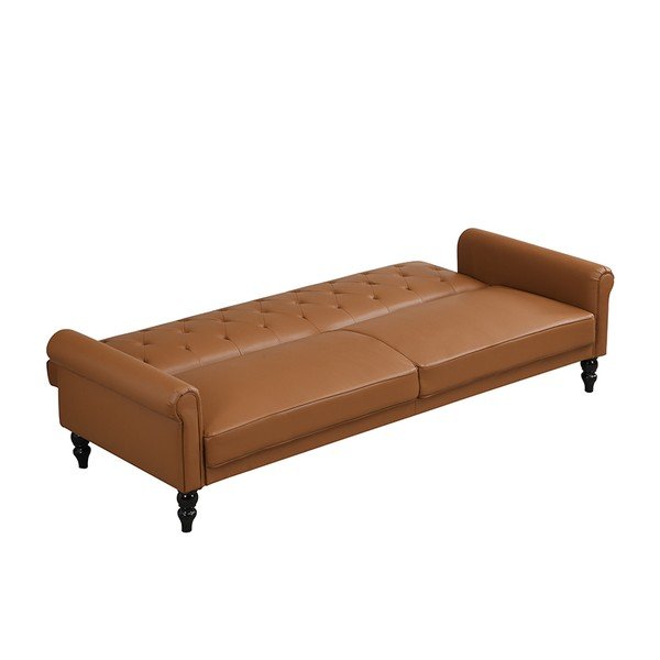 Nastavljiva/raztegljiva sedežna garnitura iz umetnega usnja v konjak rjavi barvi 222 cm Tyne – Støraa-image-4