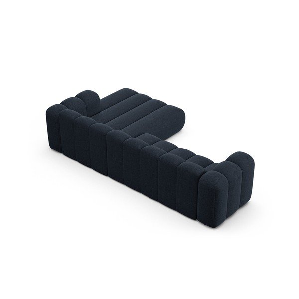 Temno modra kotna sedežna garnitura iz šenilje (desni kot/z ležalnikom) Lupine – Micadoni -image-3