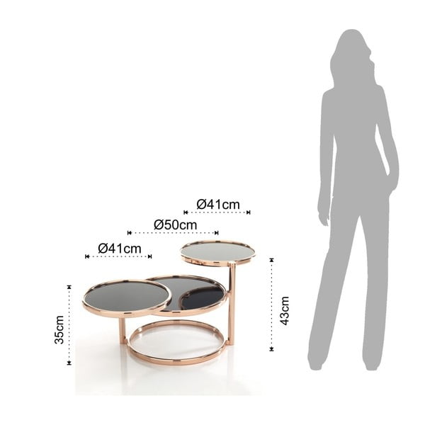 Klubska mizica iz bakra s črno ploščo Tomasucci Tree Rings Cooper, ⌀ 50 cm-image-1