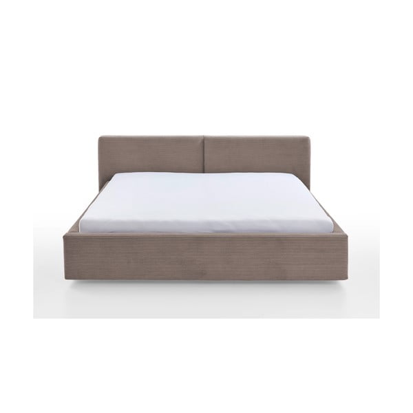 Svetlo rjava oblazinjena zakonska postelja brez letvenega dna 180x200 cm Cube – Meise Möbel-image-3
