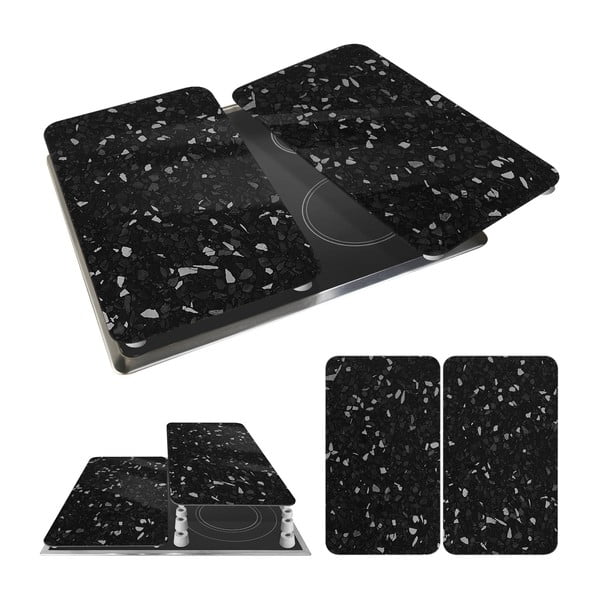 Komplet 2 črnih steklenih pokrovov za štedilnik Wenko Universal-image-3