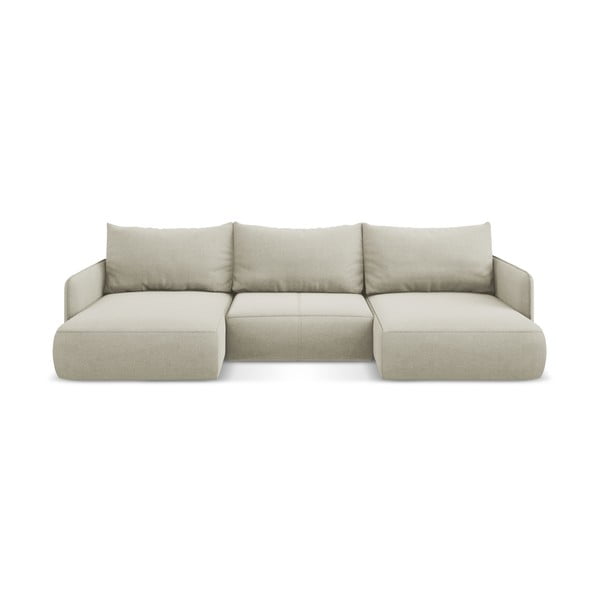 Kremno bela raztegljiva/s prostorom za shranjevanje kotna sedežna garnitura Nanea – Makamii