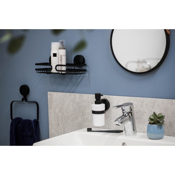 Črno stensko držalo za brisače Wenko Static-Loc® Plus-image-1