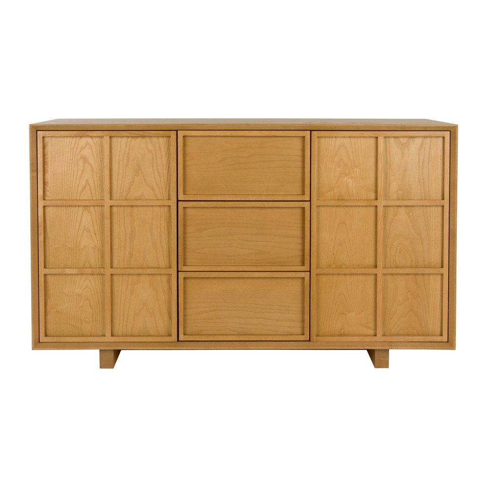 Komoda iz masivnega jesena v naravni barvi 120x70x45 cm Raster