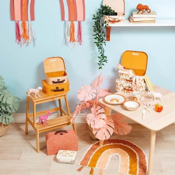 Oranžno-roza bombažna otroška preproga Sass & Belle Earth Rainbow, 50 x 60 cm-image-1