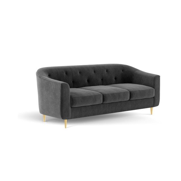 Temno siva žametna zofa Kooko Home Corde, 175 cm-image-4