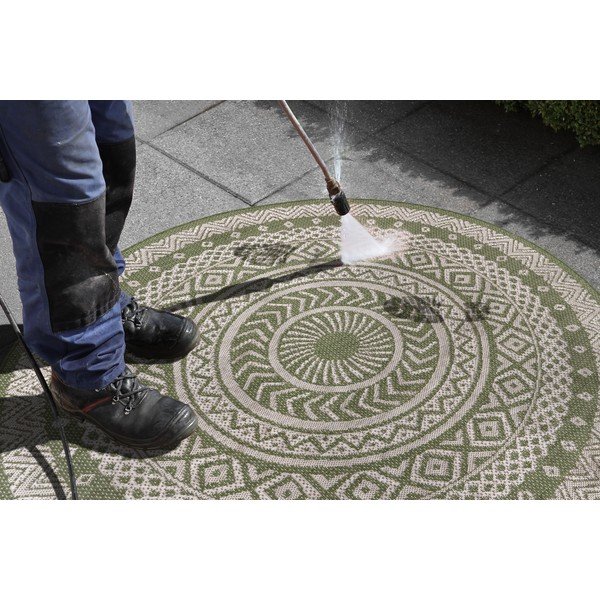 Zeleno-bež zunanja preproga Ragami Round, ø 120 cm-image-3