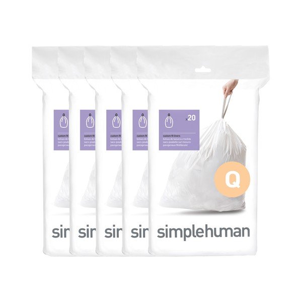 Vrečke za smeti 100 ks z zateznim trakom 65 l Q – simplehuman