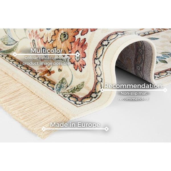 Kremno bela viskozna preproga 195x300 cm Oriental Flowers – Nouristan-image-4