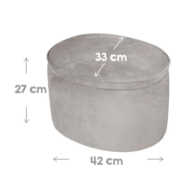 Svetlo siv žameten otroški tabure Lil Sofa – Roba-image-3