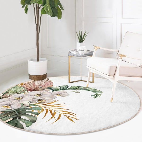 Kremno bela pralna okrogla preproga primerna za robotski sesalnik ø 100 cm Comfort – Mila Home-image-2