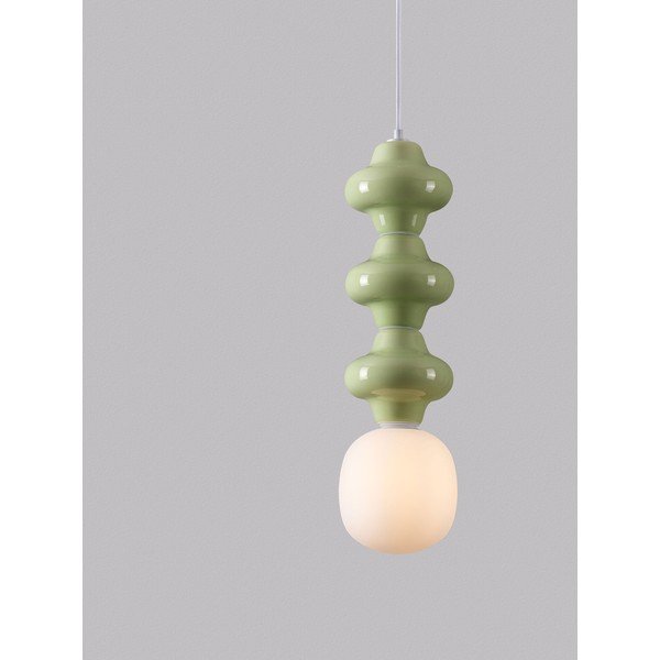 Bela/svetlo zelena keramična viseča svetilka s steklenim senčilom ø 18 cm Clio – Nova Luce-image-1