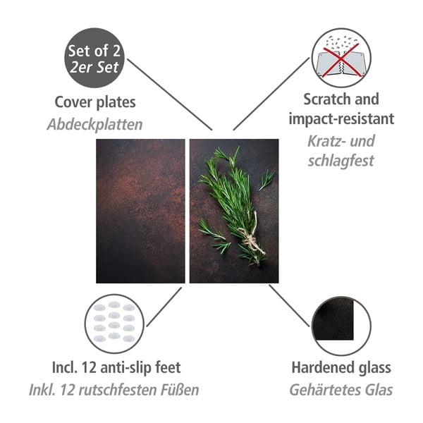 Zaščitne plošče za štedilnik iz kaljenega stekla 2 ks 52x30 cm Rosemary – Allstar-image-3