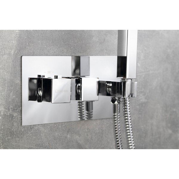 Vgrajena armatura za tuš v sijajno srebrni barvi (2 izhoda) Latus – Sapho-image-1