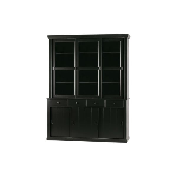 Črna vitrina iz masivnega bora z drsnimi vrati 166x214 cm Lagos – WOOOD-image-2