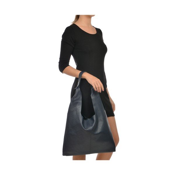 Temno modra usnjena torbica Sofia Cardoni Hobo-image-2