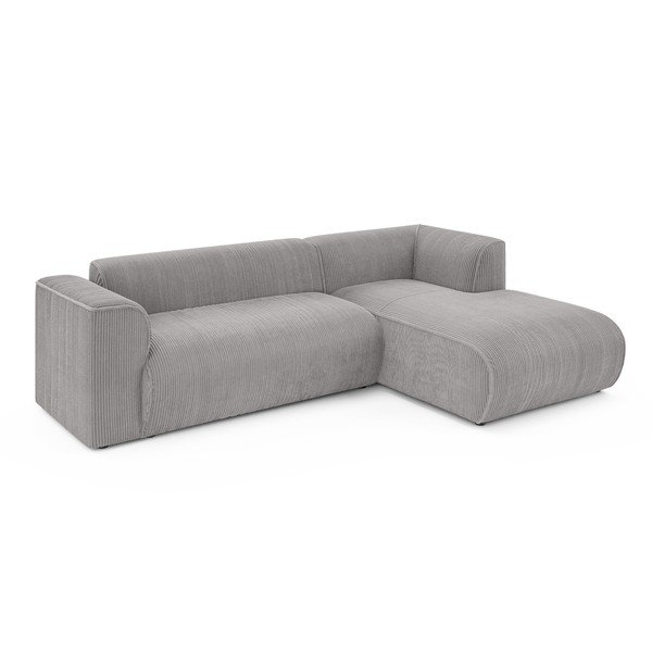 Svetlo siva kotna sedežna garnitura iz rebrastega žameta (desni kot/z ležalnikom) Merid  – Ropez-image-2