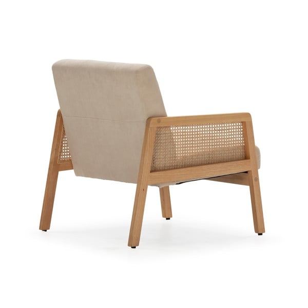 Bež pleten fotelj iz rebrastega žameta Debra – Marckeric-image-4