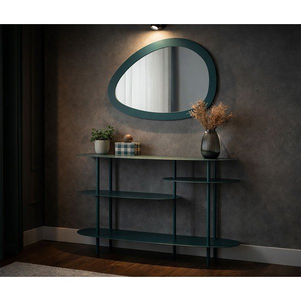 Zelenomodra kovinska stranska mizica 34x118 cm Saturn – Mauro Ferretti-image-1