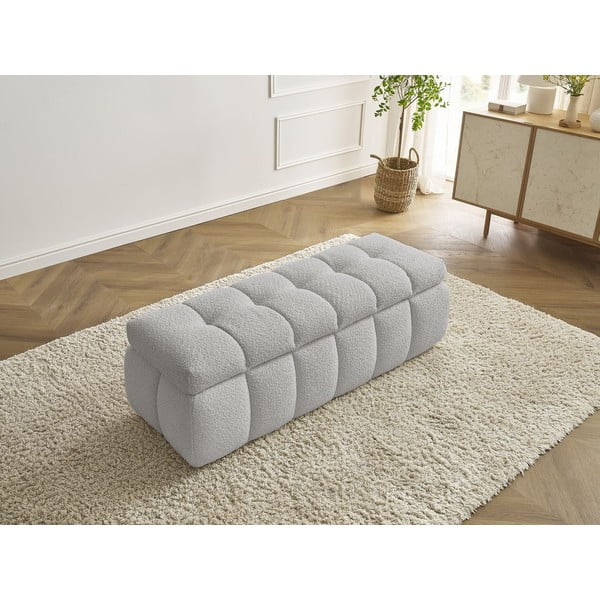 Svetlo siva klop iz tkanine bouclé Mont Blanc – Bobochic Paris-image-3