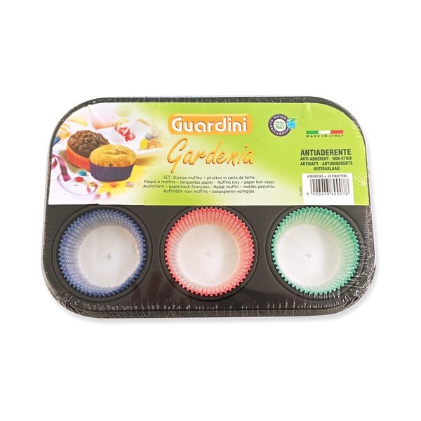 Komplet 6 jeklenih pekačev za mafine in 30 papirnatih skodelic Guardini-image-2