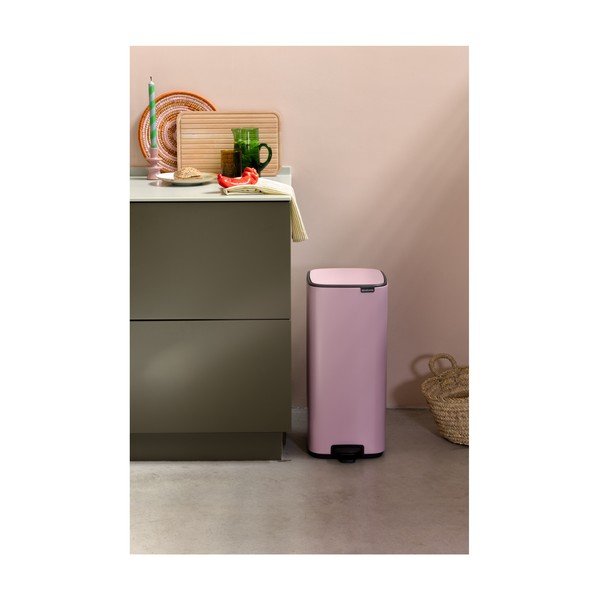 Rožnat jeklen koš za smeti s pedalom 30 l Bo – Brabantia-image-1
