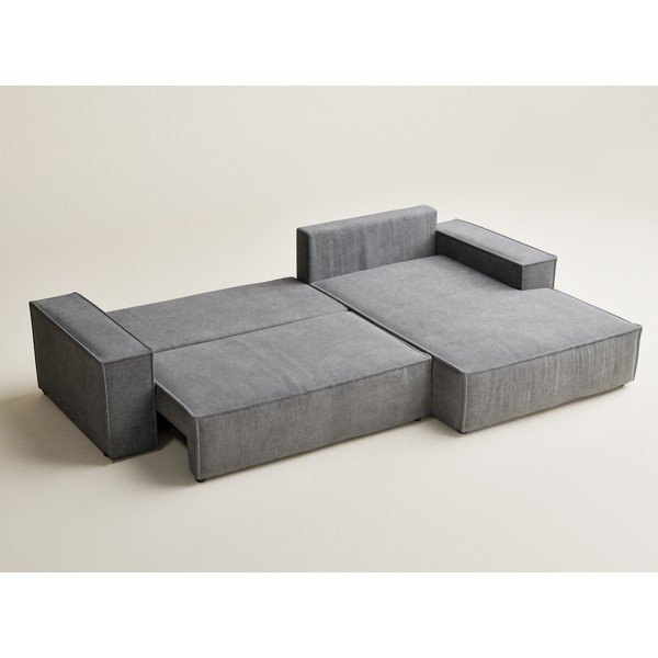 Siva raztegljiva/s prostorom za shranjevanje kotna sedežna garnitura iz šenilje (desni kot/z ležalnikom) Maze – Maison de Rêve-image-4