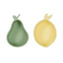 Rumene/zelene silikonske otroške sklede v kompletu 2 ks Lemon & Pear – OYOY Mini