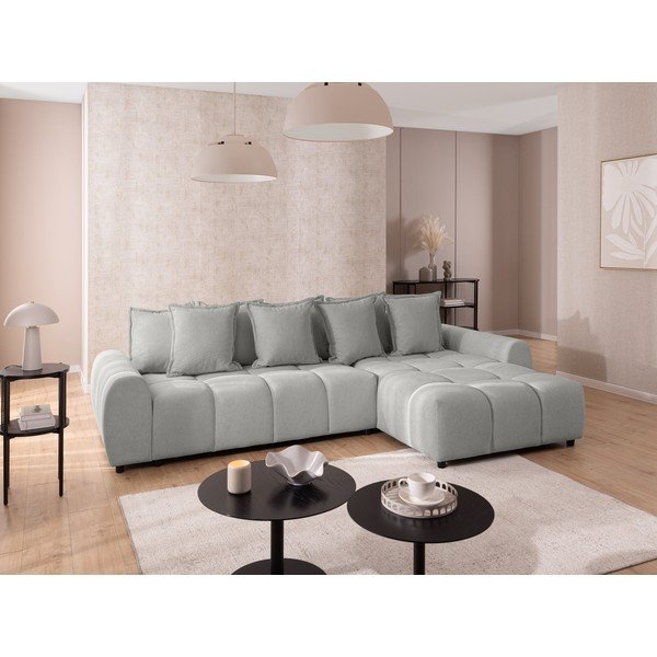 Svetlo siva kotna sedežna garnitura (desni kot/z ležalnikom) Albane  – Ropez-image-1