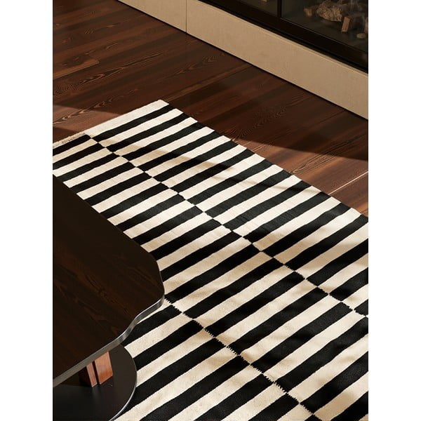 Črna/bela obojestranska ročno tkana volnena preproga 160x230 cm Donna – Hanse Home-image-3