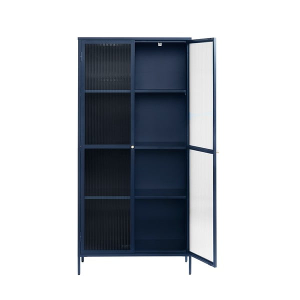 Temno modra kovinska vitrina 90x190 cm Bronco – Unique Furniture-image-3