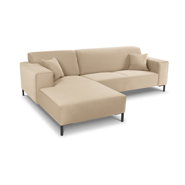 Bež žametna kotna sedežna garnitura Cosmopolitan Design Siena, levi kot-image-4
