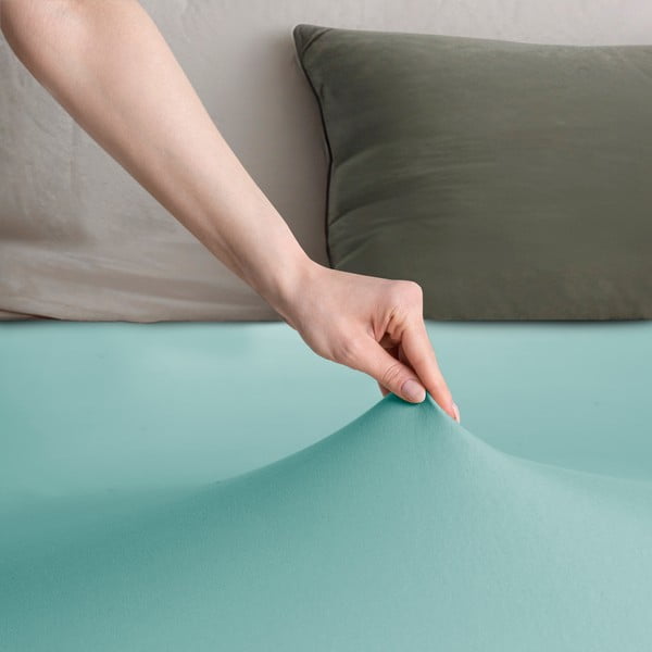 Turkizna napenjalna rjuha iz jerseyja 160x200 cm Amber – Restilo-image-1