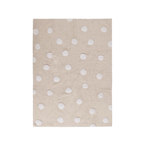Bež pralna ročno tkana bombažna otroška preproga 120x160 cm Polka Dots Beige – Lorena Canals