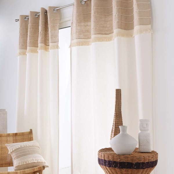 Belo-rjava zavesa iz mešanice jute 140x240 cm Cirrus – douceur d'intérieur-image-2