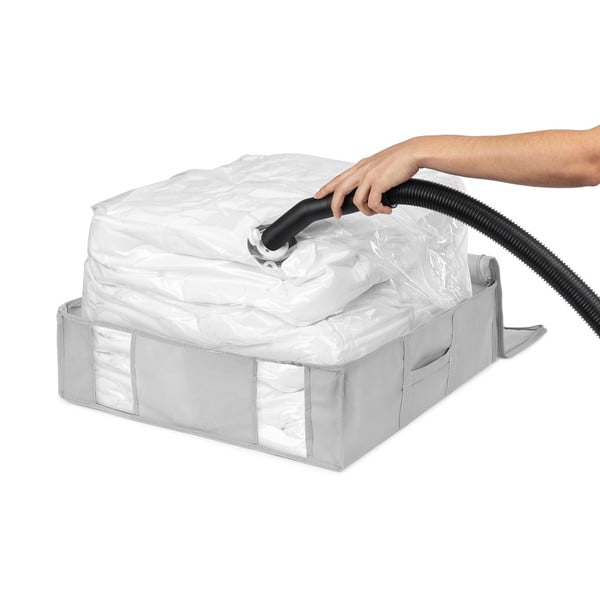 Vakuumska/ojačana tekstilna škatla za shranjevanje oblačil 56x56x16,5 cm Granit – Compactor