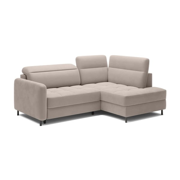 Svetlo rjava žametna raztegljiva/s prostorom za shranjevanje kotna sedežna garnitura (desni kot/v obliki črke L) Barea – ELTAP-image-2