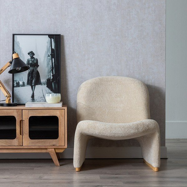 Bež fotelj iz tkanine bouclé – Ixia-image-1