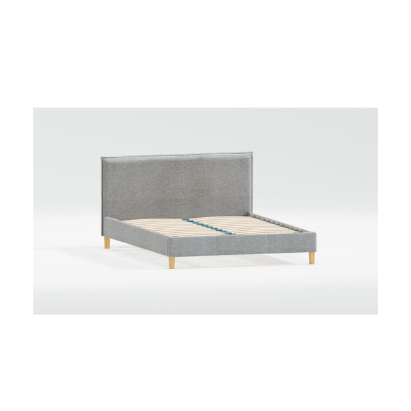 Siva oblazinjena zakonska postelja z letvenim dnom 180x200 cm Tina – Ropez
