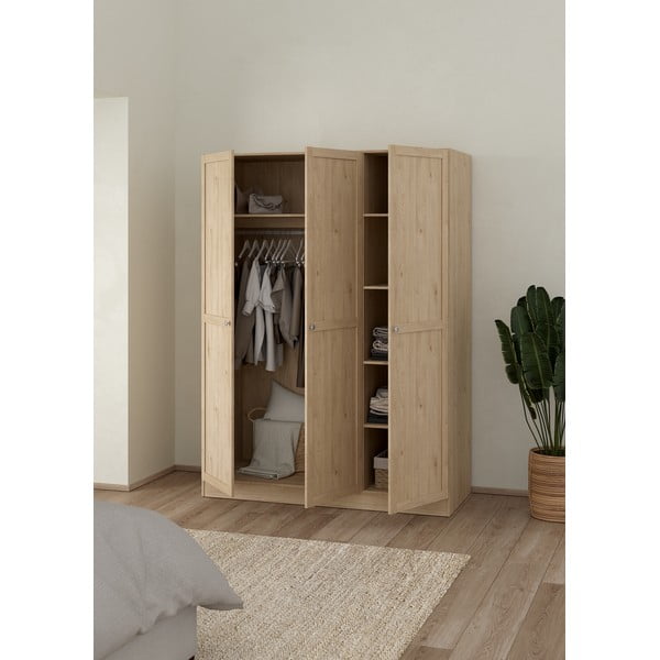 Garderobna omara v hrastovem dekorju v naravni barvi 147x200 cm Billund – Tvilum-image-2
