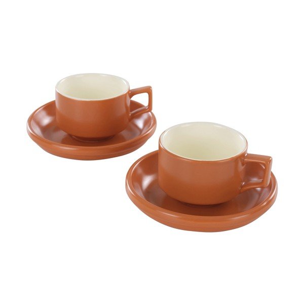 Oranžne keramične skodelice v kompletu s podstavkom 4 ks 300 ml Thelma – Jotex